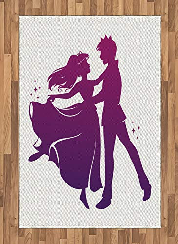 ABAKUHAUS Romantisch Teppich, Prinz und Prinzessin Tanz, Deko-Teppich Digitaldruck, Färben mit langfristigen Halt, 120 x 180 cm, Lila