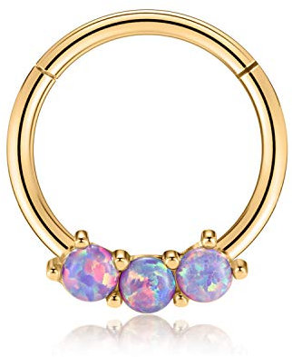 16G 8mm Opal Septum Clicker Daith Ohrringe Chirurgischer Stahl Nasenring Helix Tragus Knorpel Piercing Schmuck