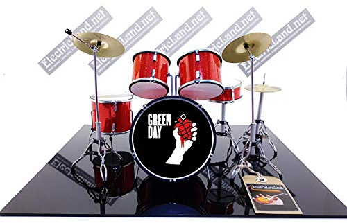 Mini Drum Kit Green Day Tribute Miniaturen Rock 25cm Modellskala 1:4 Sammlerbox Set Schlagzeug Modell-Sammlung Punk Rock