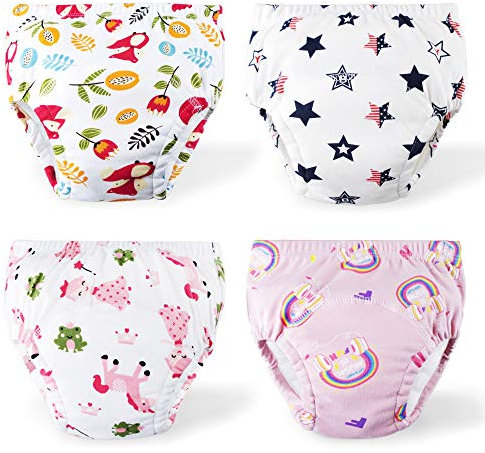Heekcaa Töpfchentrainingsunterwäsche Mädchen 2T, 3T, 4T, Kleinkind-Unterwäsche für Babys und Mädchen, 4 Stück, rose, 3 Jahre