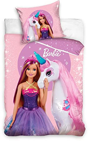 Barbie Kinder Wende-Bettwäsche-Set 140 x 200 cm + 60 xx 70 cm