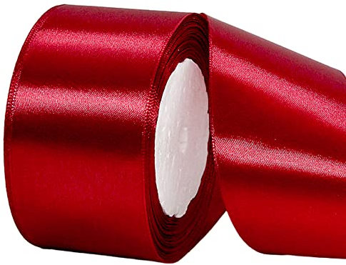 POPOYU Baumwoll Band Rot 5cm,Satinband 5cm Breit,Dekoration Präsent Geschenkband,Geschenkband Breit Bordeauxrot für Kleid Hochzeit,Taufe und Geburtstag Geschenke,Satin Dekoband,Deko Band Geschenk