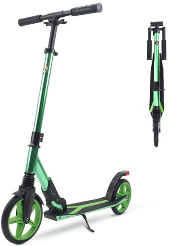 Lamborghini Roller Kinder 8 Jahre Cityroller, 200mm Großräder, Klappbar, Höhenverstellbar, mit Ständer & Federung, Stabiler Aluminium-Scooter, Tretroller Erwachsene bis 100kg