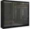 ALTDECOR Kleiderschrank mit Lacobel-Schiebetüren, kugelgelagerte Führungsschienen und Aluminium- Leisten, LED-Beleuchtung (weiß + 16 Farben) und Fernbedienung - PEKA - 250 cm Schwarz/Grau