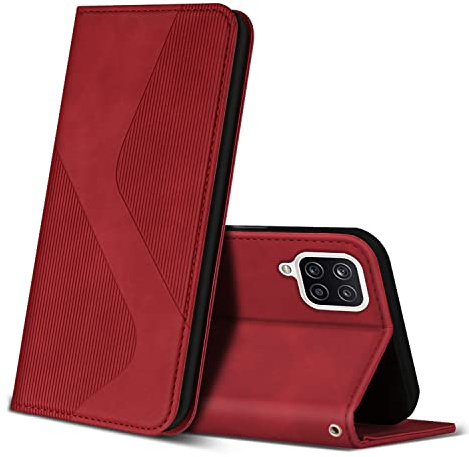 ZONNAVI Cover per Samsung Galaxy A12, Flip Custodia Pelle PU con [Slot Cart] [Supporto Stand] [Magnetica], Cover a Libro Portafoglio per Samsung Galaxy A12 (Rosso)