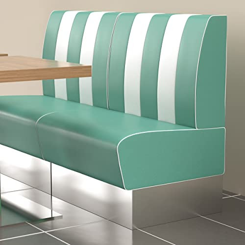 GGMMÖBEL American 3 | Dinerbank | B:H 100 x 103 cm | Gestreift | Türkis | Leder | American Diner Möbel, American Dinerbank