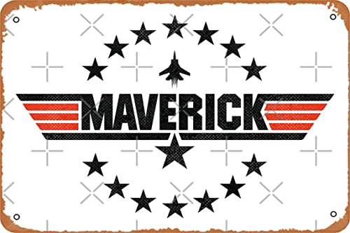 Yzixulet Maverick – Distressed (gealtert) Leinwanddruck Vintage 20,3 x 30,5 cm Metall Blechschild Lustige Männerhöhle Dekor