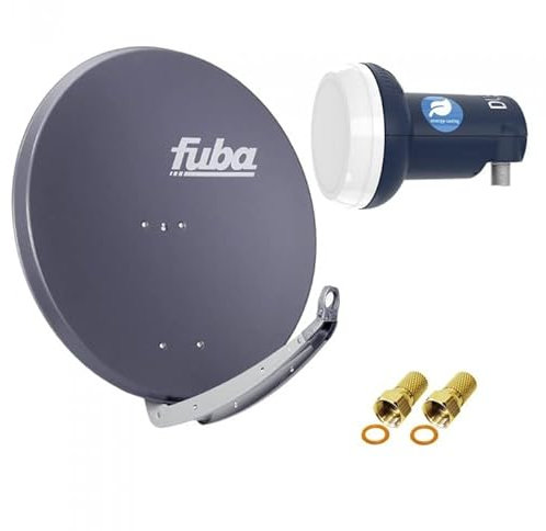 Satellitenschüssel Komplettset 1 Teilnehmer - Stromspar-Set | Fuba DAA 850 A Satellitenschüssel 85cm Alu anthrazit + DUR-line Blue Eco Single LNB (stromsparend, DVB-S2, HDTV, UHD 4K/8K, 3D)