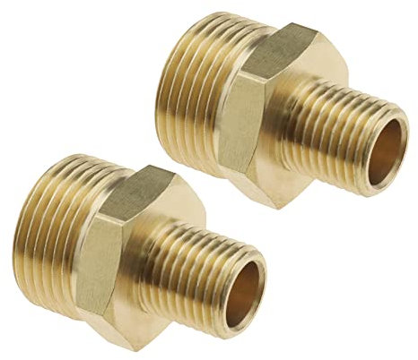 Create idea Hochdruckreiniger-Adapter, M22 x 1,5 Außengewinde auf G1/4 Zoll männlich, Nippelstecker, Messing-Kupplung, Reduzierstück, Schlauchverbindung, Adapter, Anschluss für Schlauch, 2 Stück