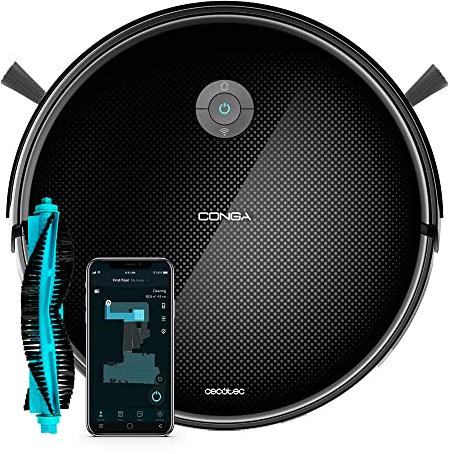 Cecotec Robot Aspirador Conga 2299 Inertial Genesis. Tecnología Giroscópica, Friega, Aspira y Barre a la Vez, 2100 Pa, App, Cepillo Multifunción, Alexa, Depósito Mixto, 2 Cepillos Laterales