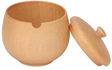 BestAlice Cantina per Sale in Legno con Coperchio, Barattolo per Spezie in Legno, Zuccheriera in Legno Vintage con Contenitore per Condimenti, Barattolo per Spezie Classico Ribaltabile(Legna)