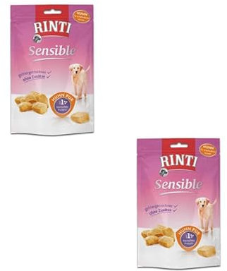 RINTI Sensible Snack Huhn pur | Doppelpack | 2 x 120 g Beutel | Ergänzungsfuttermittel für ausgewachsene Hunde | bei Allergien/Verträglichkeitsproblemen | gefriergetrocknet