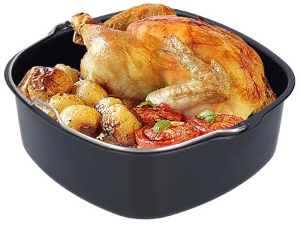 Tissting Tortiera Per Friggitrice Ad Aria, Teglia per Friggitrice Ad Aria Calda, Teglia Per Torte in Ferro per Hd9925/Hd9860/Hd9905/01(8in/22cm), Barile per Torta Friggitrice ad Aria Quadrato Stampo