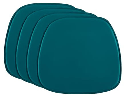 DORAFAIR 4-Pcs Stuhlkissen Leder Eckig Sitzkissen Sitzauflage Gepolstert für Stühle in Haus und Garten, 39 x 38 x 2cm,See Blauer