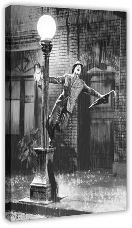 DEZARO Gesangendes Gene Kelly in The Rain – Retro-Poster, Leinwand, Poster, Schlafzimmer, Dekoration, Sport, Landschaft, Büro, Raumdekoration, Geschenk, Rahmen-Stil, 30 x 45 cm