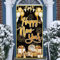 HAKOTOM Neujahr Türabdeckung Dekoration 2025 Silvester Party Hintergrund Banner Frohes neues Jahr Tür Abdeckung Schwarz Gold Neujahr Deko Happy New Year Deko für Haustür Deko 182x91cm