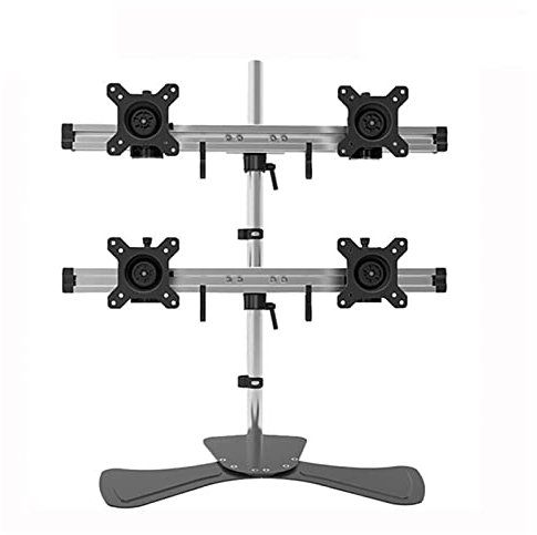 TV Standfuss TV-Wandhalterung, Tisch-TV-Ständer für vier Bildschirme, TV-Ständerhalterung mit Feineinstellung des Kopfes nach oben und unten, höhenverstellbare Tisch-TV-Basis, passend für 17-27-Zoll-