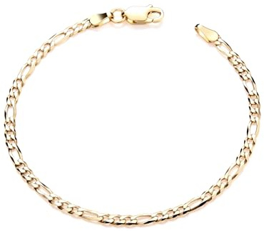 Old English Jewellers 9ct Yellow Gold on Silver 6.5 inch Figaro Curb Baby Bracelet Child's/Boy's or Girl's