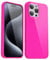 Svanove for iPhone 15 Pro Case Silicone, Glossy Soft Rubber Gel Jelly Cute Protective Plastic Simple Plain Phone Case Cover for Women Girl, Slim Thin Flexible Shockproof TPU, Neon Hot Pink