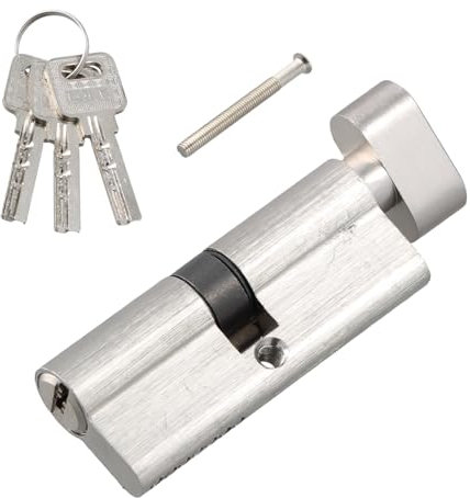 Cilindro de Seguridad con Muletilla Cilindro Cerradura Seguridad Thumbturn Incluye 3 Llaves adecuado para Puertas (Plata, Botón Ciruela)