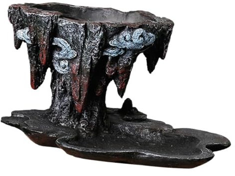 KUKUUU Blumentopf aus Kunstharz, Bonsaischale, Tischdekoration, Schwarz