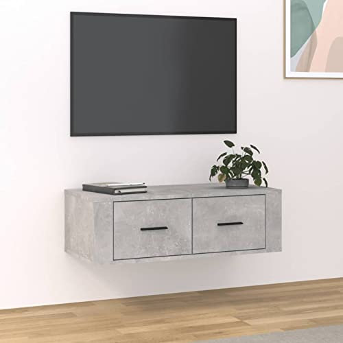 Bulliing Mobile TV Pensile Grigio Cemento 80x36x25 cm Legno Multistrato,Mobile TV Mobile Porta Televisore,Mobiletto Industriale Tavolino Basso Vintage Console per Salotto