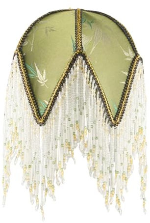 Folpus Lampenschirm aus Stoff mit Fransen, stabil, handgefertigt, Jacquardgewebe, Bezug für Wohnzimmer, Dekoration, Arbeitszimmer, Tischplatte, Mehrfarbig A