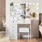 Makeup Dressing Table with Mirror, Stool, 6 Drawers, and Shelves for Storage – Stylish Cosmetic Vanity Desk for Bedrooms