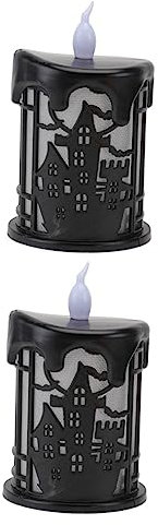 Yardenfun 2er-Pack Halloween-kerzenlampen Dekorative Kerzenlichter Kreatives Halloween-Design Sicherer Kunststoff Für Die Heimdekoration