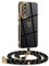 Mkej Coque pour Honor 90 avec Cordon, Coque avec Collier Motif Coeur d'amour Silicone Galvanisé Housse, Réglable Amovible de Cordon Case pour Honor 90, Or Noir