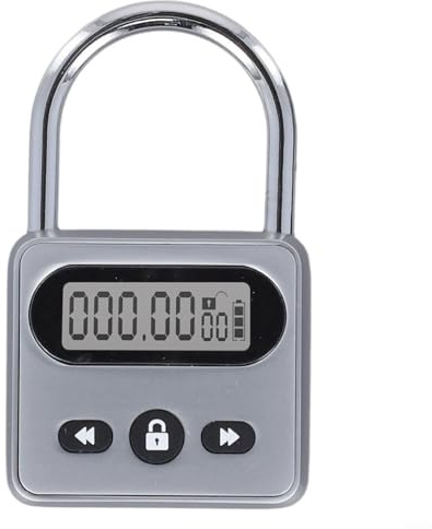 Oceanlend Verrou à minuterie en métal, 999 heures de temps maximum, rechargeable par USB, écran LCD, cadenas électronique multifonction, Verrouillage intelligent Avec alarme, Cadenas de Sécurité(gris)