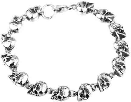 Herren-Armband mit Totenkopf-Perlen, Retro-Punk-Stil, Gothic-Schmuck, dominierendes Hip-Hop-Rock-Accessoire, perfektes Motorradfahrer-Geschenk für Männer, trendiges und auffälliges Statement-Armband