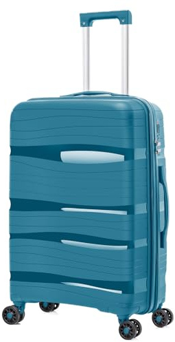 ARTREE Maletas de Viaje Mediana - Trolley Rígida Polipropileno con 4 Ruedas Giratorias y Cierre de Combinación - Maleta Mediana Prácticas y Ligeras 66x45x28cm, 70L (Azul)