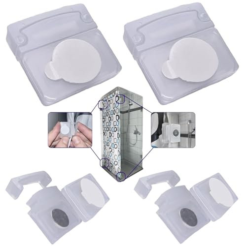 CURTIES V2 Duschvorhang Spritzschutz Badewanne Clip Magnetisch Selbstklebend Befestigung Abnehmbar Wiederverwendbar Dusche Bad Zubehör (Semitransparent)