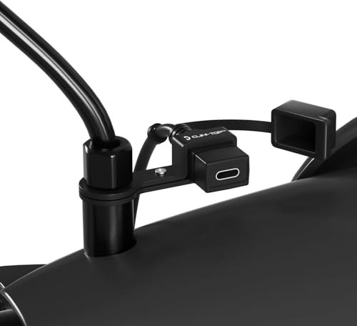 Cliff Top Motorrad-USB-Steckdose Wasserdicht 18W PD Type-C Schnellladegerät, 10mm Rückspiegelhalterung, USB Motorrad Ladegerät mit SAE-Sicherungskabel
