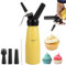 ASelected 500 ml Professionelle Sahnespender Aluminium, Sahnesyphon Aluminium mit 3 Edelstahl Deko-Düsen und 1 Reinigungbürste, Auslaufsicherer sahnesiphon für die Zubereitung von Schlagsahne