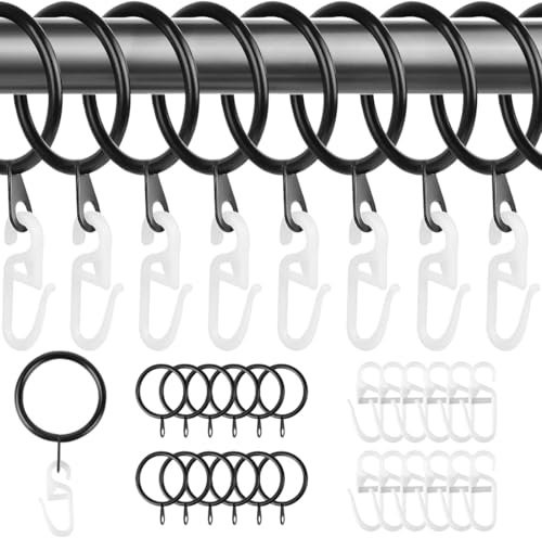 Anelli a Tendina in Metallo, 30 Pezzi Anelli e ganci per tende in metallo, 37mm anelli silenziosi per bastoni per tende, anelli per appendere i bastoni per tende da doccia, aste per tende e tendaggi