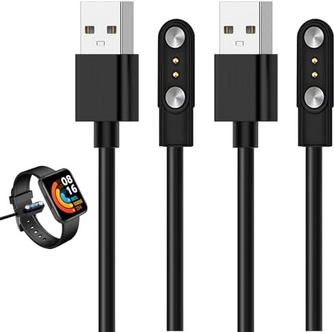 EuAcesry Smartwatch-Ladekabel, 2 Stück Magnetisches Ladekabel 2-polig, Universal-Sondenabstand 2,8 mm, Kontaktabstand kompatibel mit 2,5-3 mm, 60 cm (paramagnetisch und diamagnetisch)