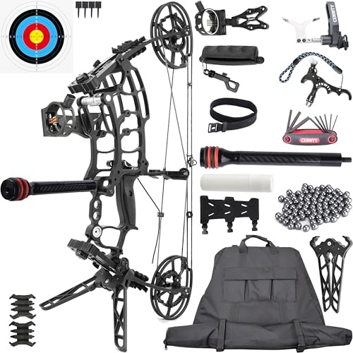 CENWTY Dual-Use Compoundbogen Set für Pfeile und Stahlkugeln, Zuggewicht 40-65 lbs, kurzachsiger Jagd-Compoundbogen mit allem Zubehör für Bogenschießen Jagd Zielschießübungen