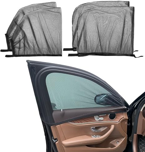 AONAT Universal Auto-Sonnenschutz Netz, 4 Stück, für Kinder, Babys, Erwachsene & Haustiere, UV-Schutz, Insektenschutz, für SUVs, Vans & Kombis