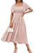 GRACE KARIN Abito Donna Cerimonia Lungo con Scollo Quadrato e Gonna Fluida Vestito Elegante da Cocktail Grigio Rosa S