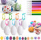 GORNNEW Easter Eggs Decorations Kit, 25PCS DIY Easter Eggs with Rabbit Stickers Color Pen for Crafts Painting