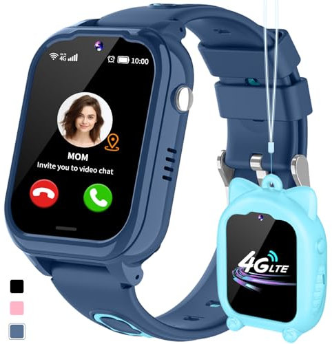 JUBUNRER 4G Smartwatch Kinder mit GPS und Telefon Videoanruf SOS Schrittzähler Spiele Wecker Lernkarten Wasserdicht Smart Watch Kinder Telefonuhr Armbanduhr Kinderuhr Junge Jungen Mädchen Geschenke-