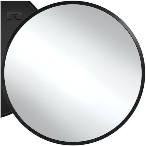 tectake® Spiegel rund schwarz, Wandspiegel modern, Spiegel Bad, Wanddekoration Wohnzimmer, Boho Deko Schlafzimmer, runder Badezimmerspiegel, Spiegel Flur, Gäste WC, Spiegel Aufhängung - Ø70 x 2,5 cm