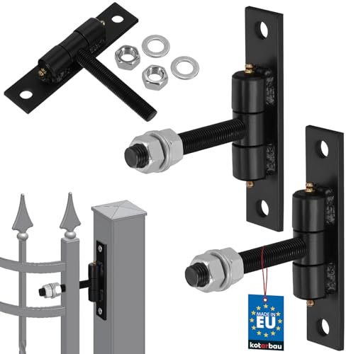 KOTARBAU® Lot de 2 charnières de porte M20 x 120 mm - En acier revêtu par pulvérisation - Pour portes en bois et bâtons de porte en bois - Bandes de perçage pour portails, charnières de porte
