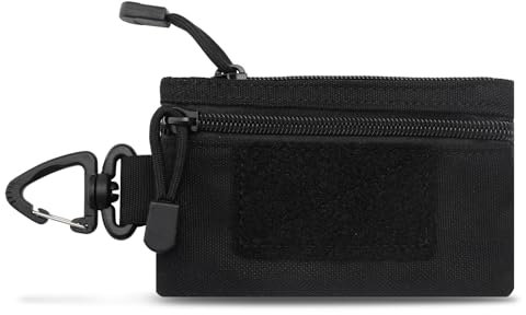 Petit Portefeuille Homme avec Fermeture Éclair Mousqueton, Porte-Monnaie Zippé avec Poche