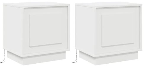 vidaXL Nachttisch mit 2 pcs Weiß 44 x 34.5 x 45 cm Holzwerkstoff, Moderner Nachttisch, kompakter Beistelltisch, Zwei Farben, funktionale Möbel für Dein Schlafzimmer