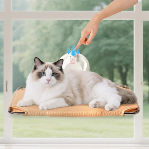 LORESJOY Hamac Chat Fenetre Pliable Lit, Doux lit fenetre Chat Cadre en Acier épais Peut Supporter jusqu'à 25 kg