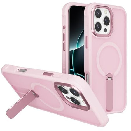 TYLYJSU Magnetica Custodia per iPhone 16 PRO Max/16 Pro/16 Plus/16, Staffa Invisibile Sottile Custodia in PC Protezione Anticaduta Caso per Uomo Donna,Rosa,16 PRO Max