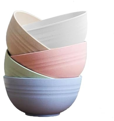 GZTFPQ 5 Stück Kunststoff Müslischalen, 26oz große Picknickschalen, unzerbrechlich Schalen Set für Reis Nudel Suppe Snack Salat Obst BPA frei spülmaschinenfest (Mutil Farbe)